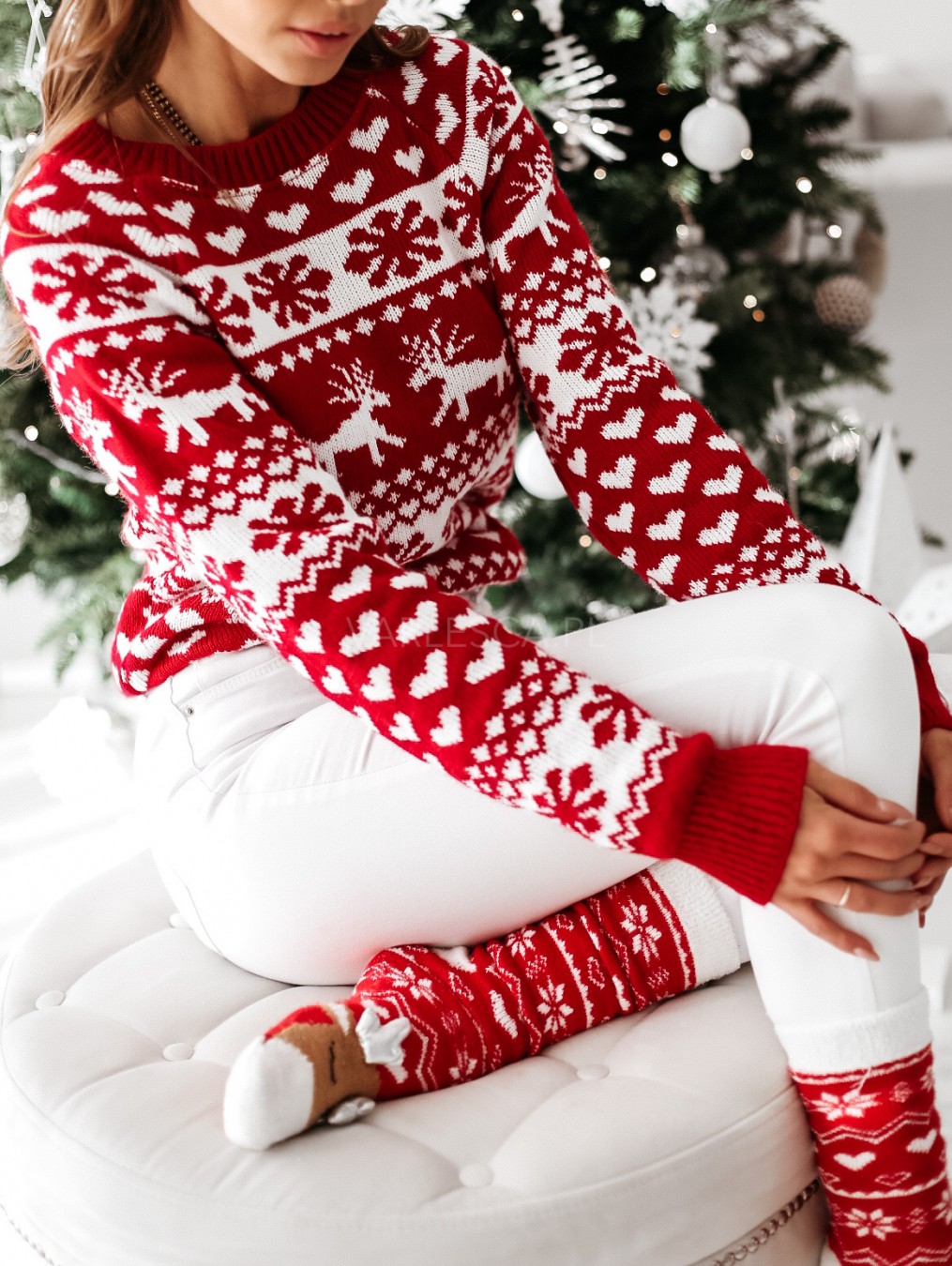 Women Autumn Winter Christmas Sweater Ladies Knitted Jumper Pullover Women Sweater Snowflake Elk Print Sweaters And Pullovers alx