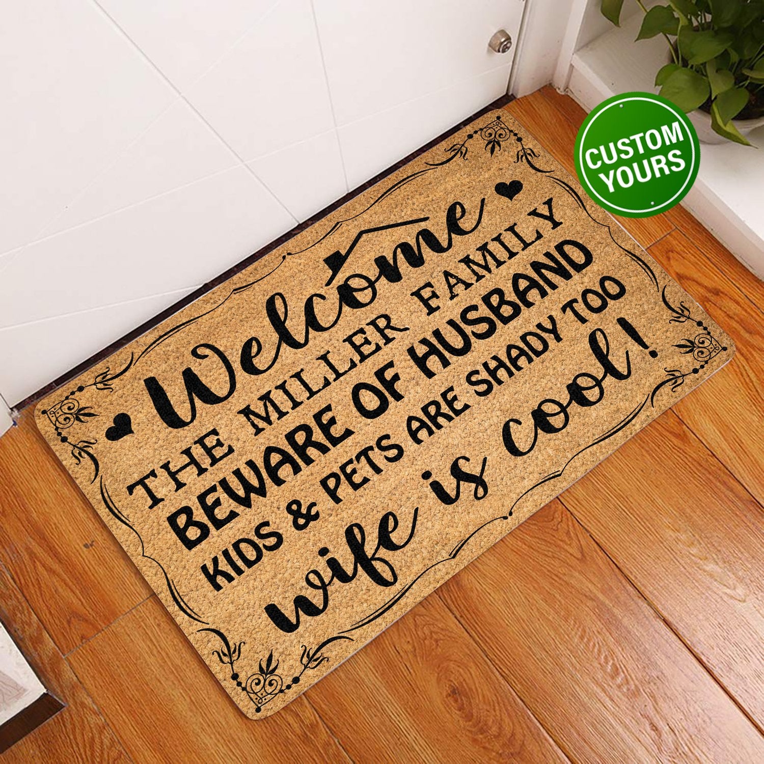 Welcome – Wife Is Cool Personalized Coir Pattern All Over Printing Doormat Pre2114