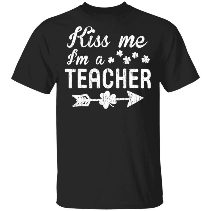 Vintage Kiss me I’m a Teacher shamrock Fun St Patricks Day T Shirt Saint Paddys Patricks Tshirt Lucky Shirts Drink Green Beer Irish Gifts Funny Tee