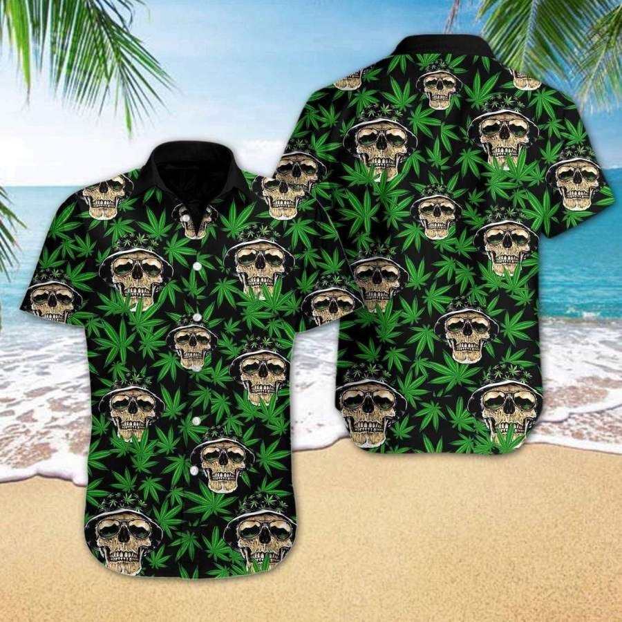 Mega Cool Skull Weed Cannabis Tropical Hawaiian Aloha Shirts – Fashion ...