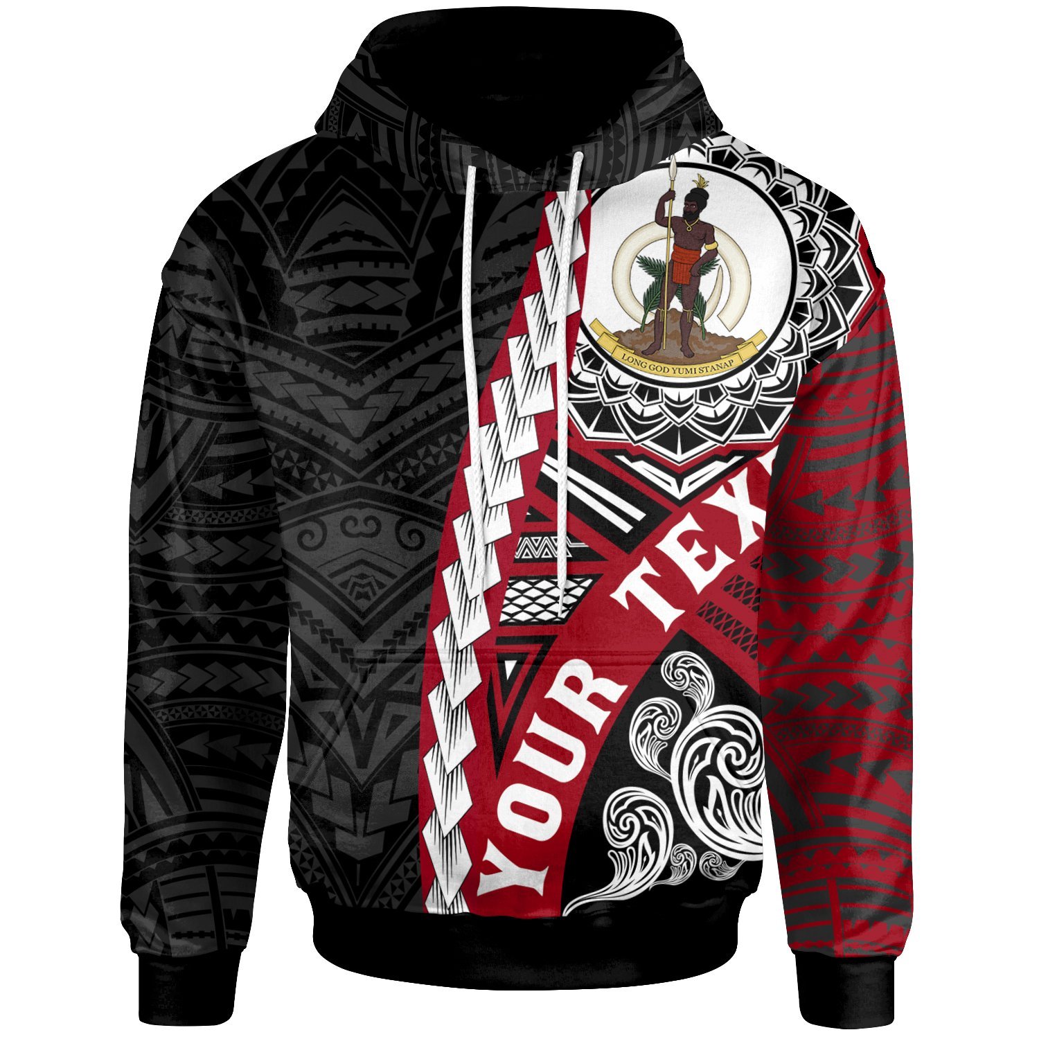 Vanuatu Polynesian Custom Personalised Hoodie – Wave Tattoo – Pacific Print Hoodie