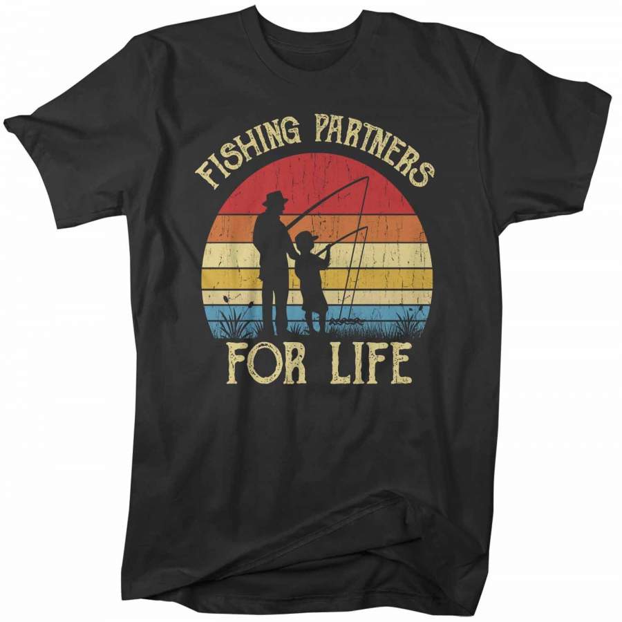 Men’s Fishing T Shirts Matching Father Son Fishing Partners For Life Shirts Father’s Day Gift Idea Vintage Best Friends Shirt