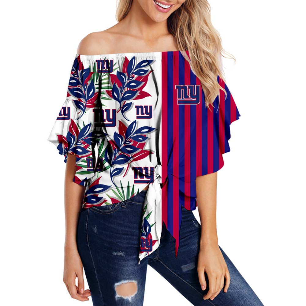 New York Giants Women Summer Stripe Strapless Shirt