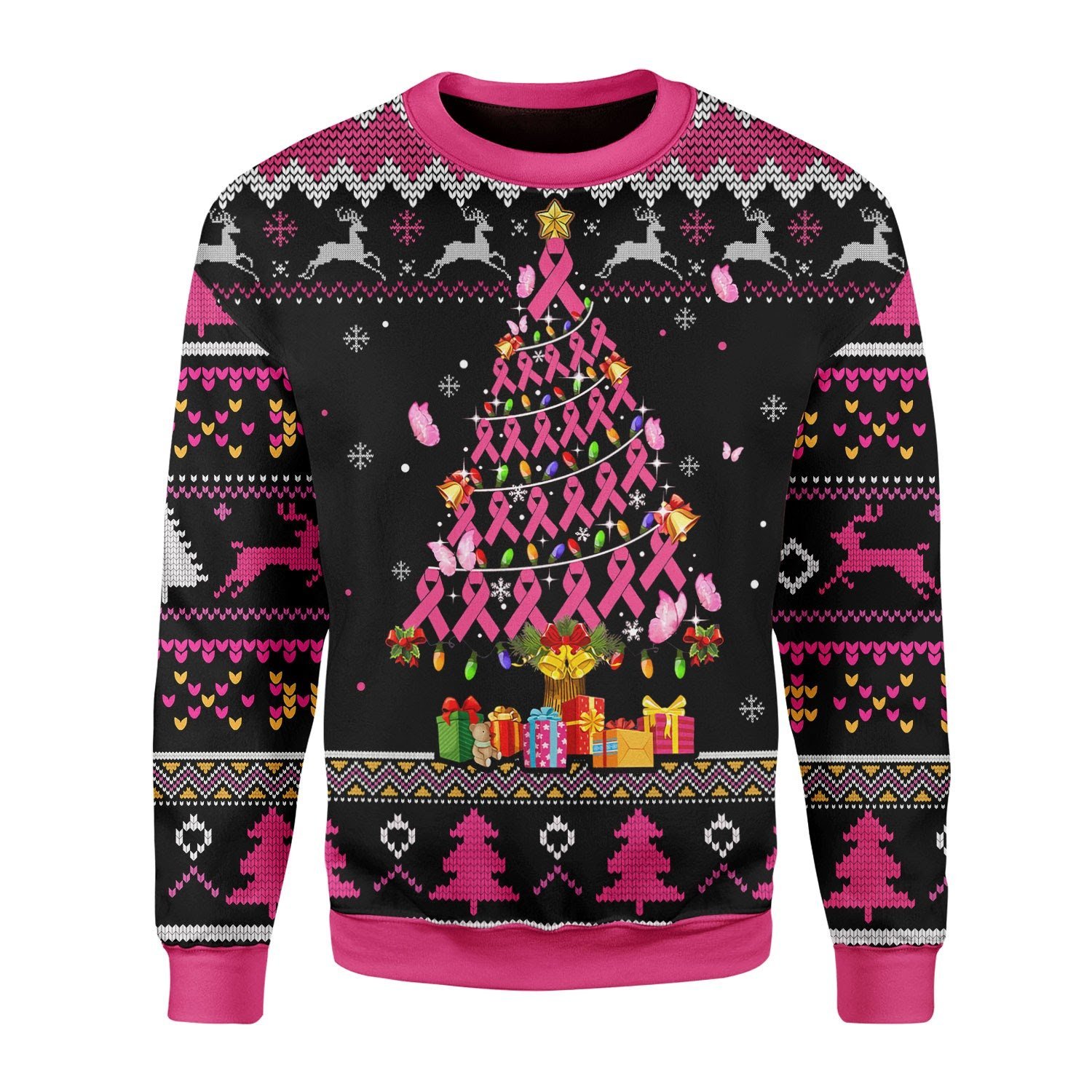 Breast Cancer Awareness Christmas Ugly Sweater | Unisex | Full Size | Adult | Colorful | US3405