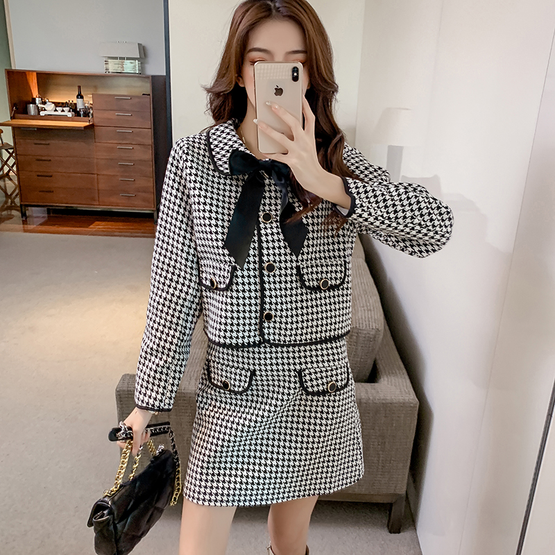 2 Piece Set Small Fragrance Fall Winter Clothing Female 2022 New Women Outfits Long Sleeve Jacket + High Waist Skirt Suits alx