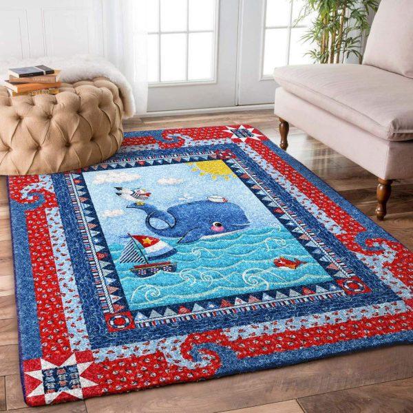 Whale Art Home Decor Rectangle Area Rug 33