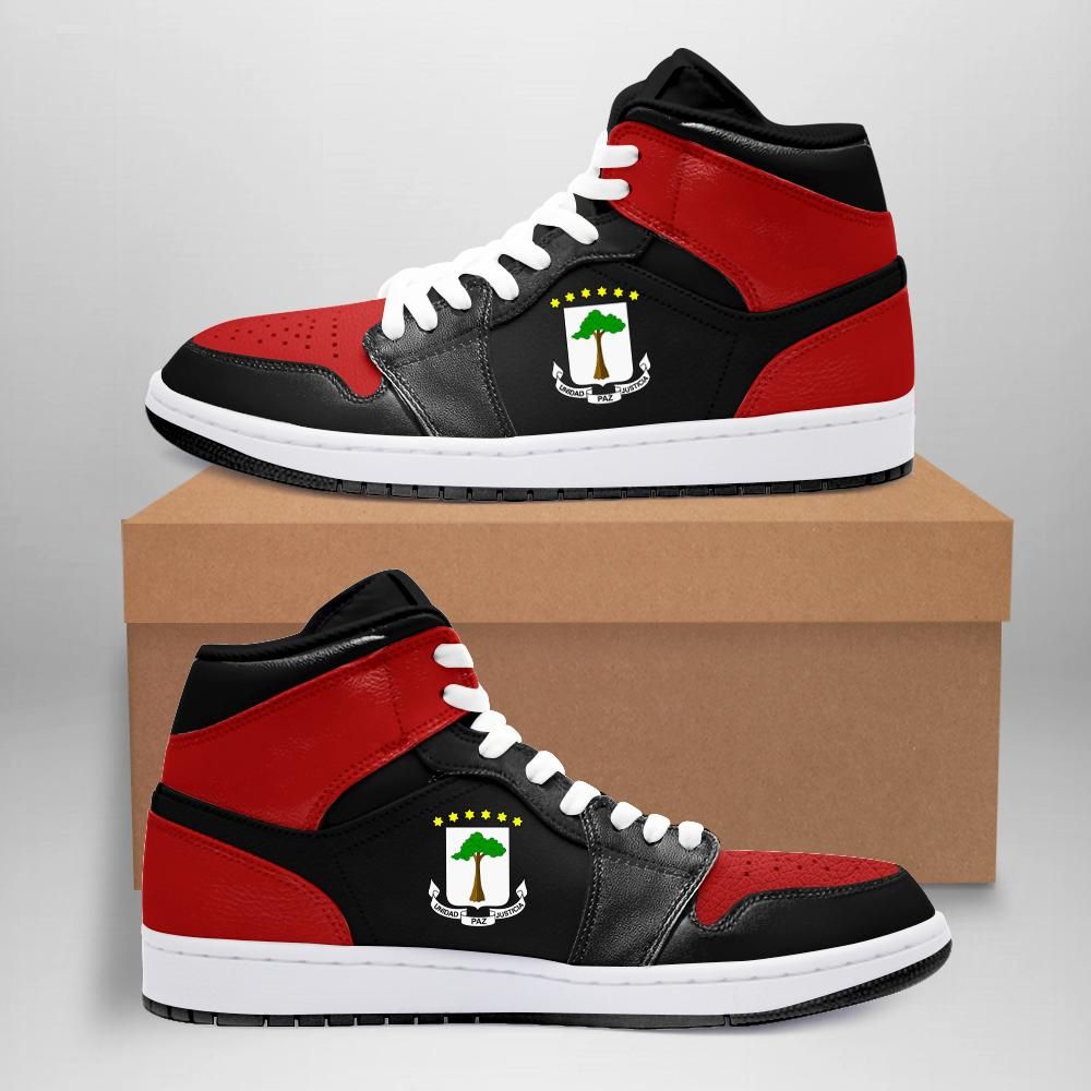 Equatorial Guinea High Top Sneakers Shoes Retro ‘Bred’ 2001 (Women’s/Men’s) A7