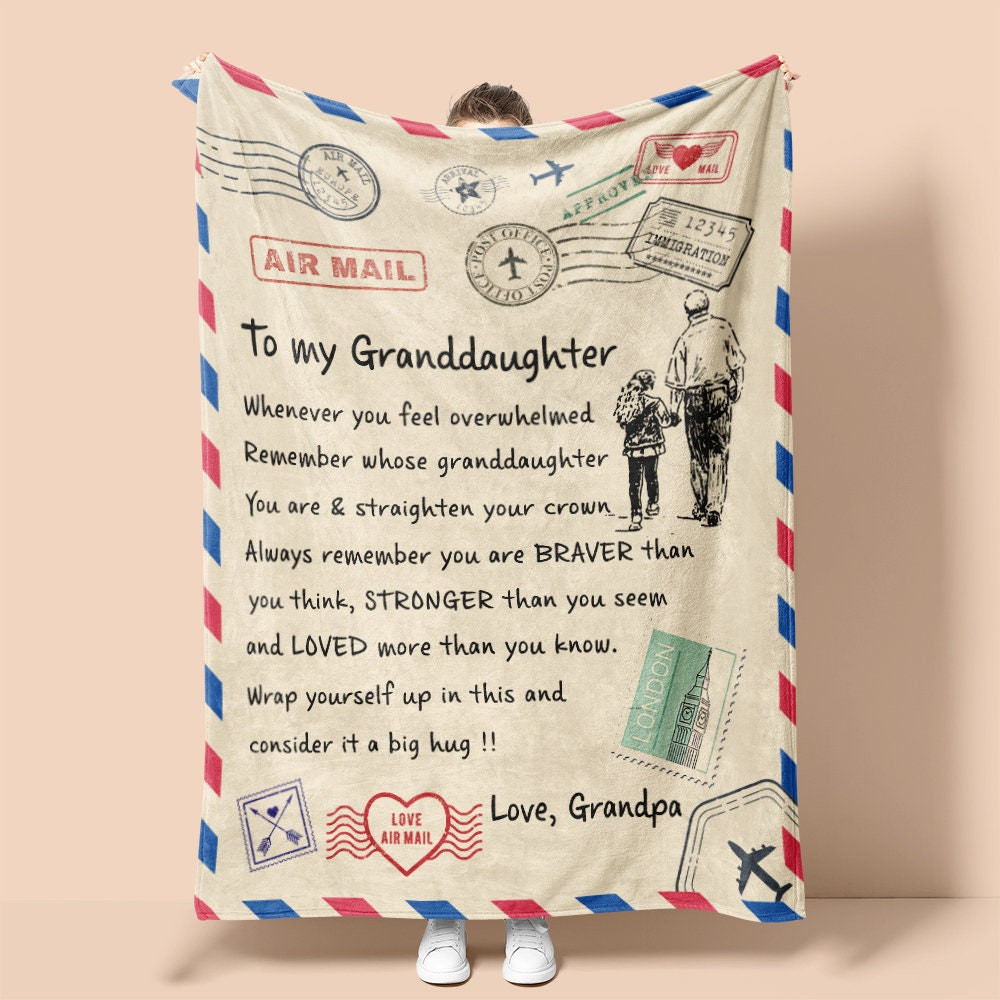 Personalized Letter To Granddaughter From Grandpa| Sherpa Woven Blankets| Gifts For Granddaughter| Christmas Gifts, Birthday Gifts