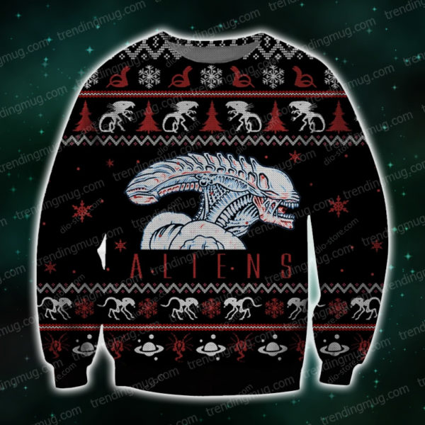 Alien Knitting Pattern 3D Print Ugly Christmas Sweater