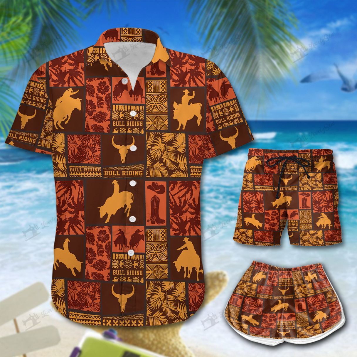 Bull Riding Hawaiian Shirt Shorts Ha52602