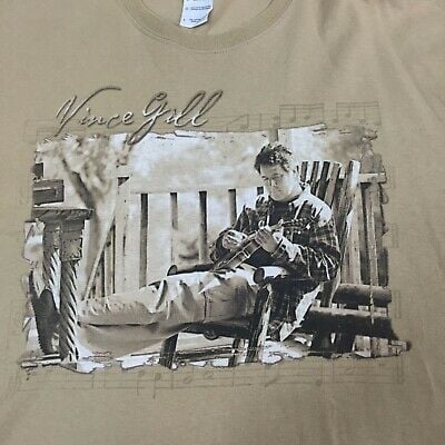 Vintage Vince Gill T Shirt L Country Music Concert Tour Light Brown 1630