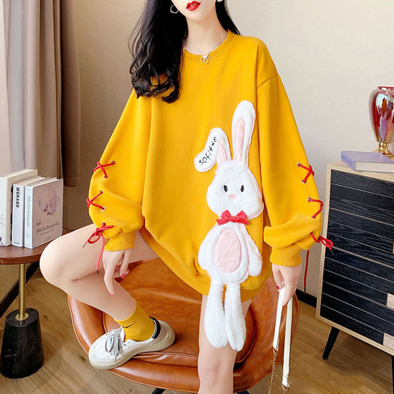 Star Clothes Kawaii Cute Sweatshirt Streetwear Anime Women Pulovers Bunny Women’s Long Sleeve Top Designer Crewneck Graphic Pink alx