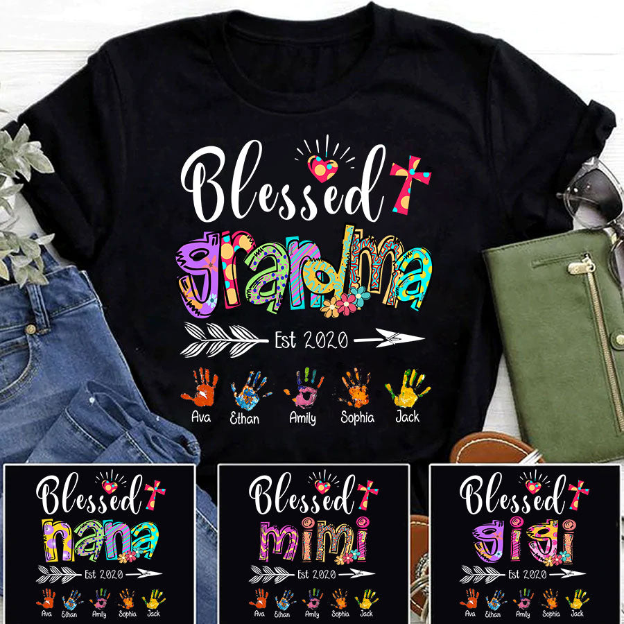 Blessed Grandma Est Colorful T-Shirt