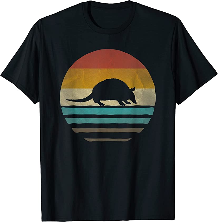 Retro Vintage Sunset Armadillo Animal Lover Cute Funny Gift T-Shirt