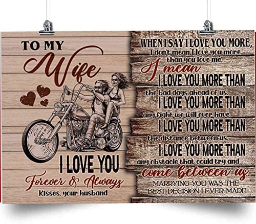 to My Wife Horizontal Poster-I Love You Forever and Always-Home Decoration Poster, Wall Poster, Home and Room Decoration, Gifts for Wife, Souvenirs.