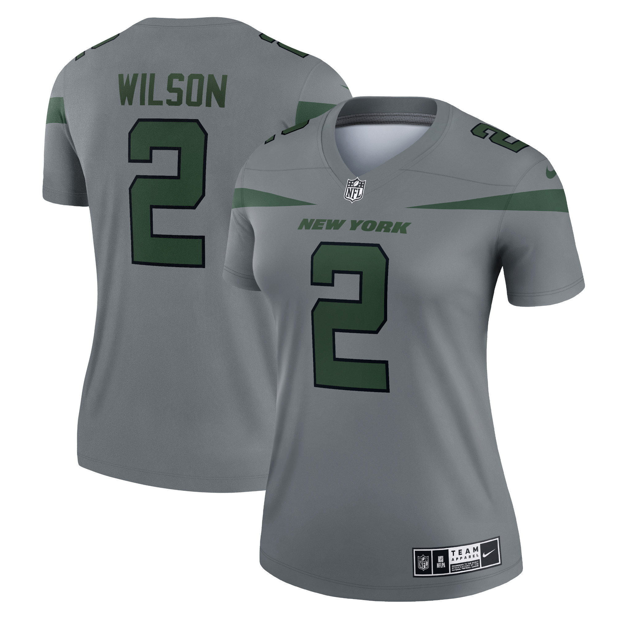 Zach Wilson New York Jets Womens Inverted Legend Jersey – Gray NFL