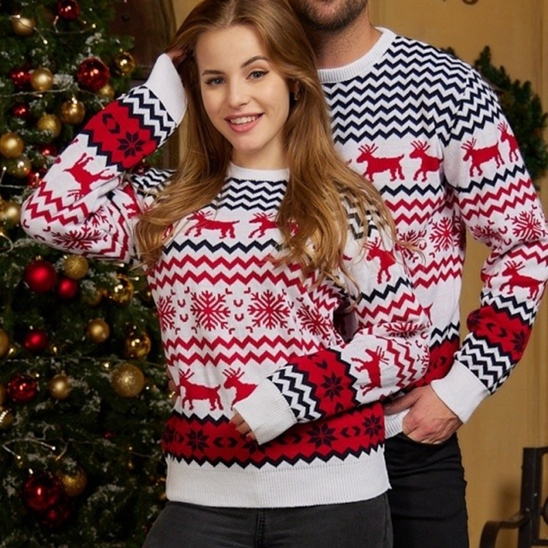 Christmas Jumpers Xmas Party Look Pattern Sweaters for Couples Women Men Unisex Casual Loose Knitwear Long Sleeve O Neck Sweater alx