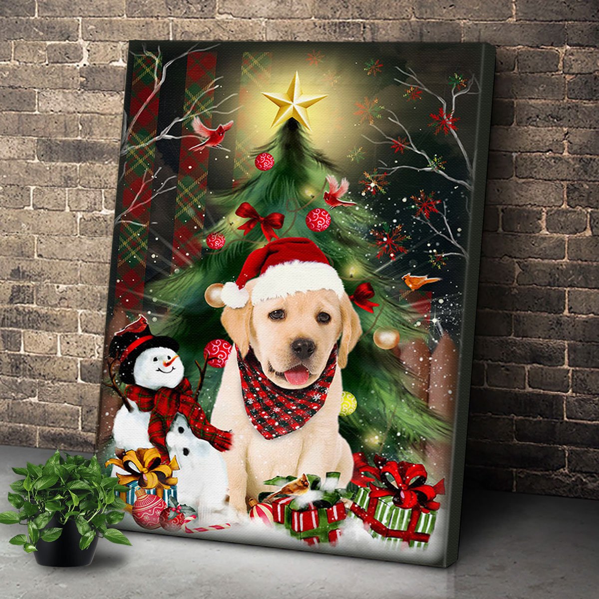 Personalized Golden Retriever Christmas American Wall Art For Christmas Gift – Canvas Prints Poster Wall Art