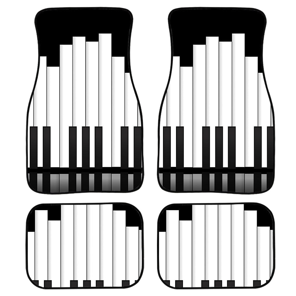 Black And White Piano Keyboard Print Front And Back Car Floor Mats, Front Car Mat