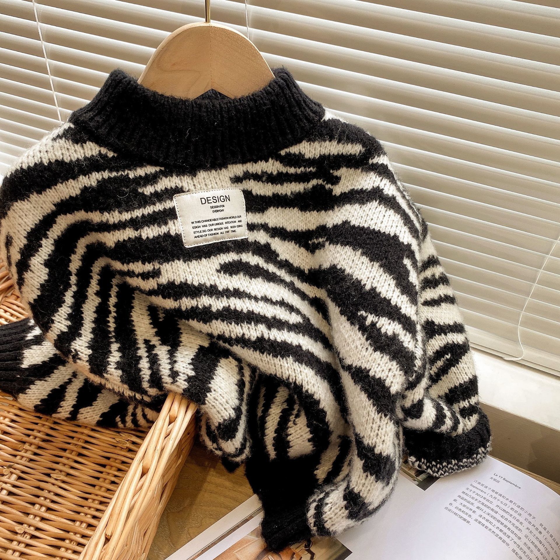 2022 Autumn Girls Boys Casual Zebra Sweaters Baby Kids Children Knitting Cardigan alx