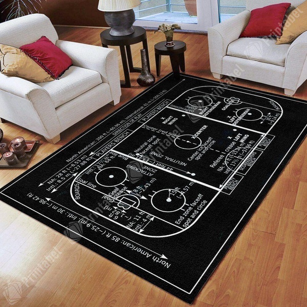 Vintage Ice Hockey Rink Area Rug