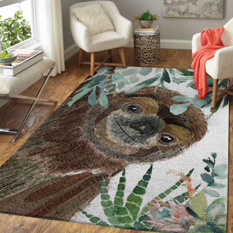 Sloth Watercolor Wall Art – Animals Area Rug Carpet