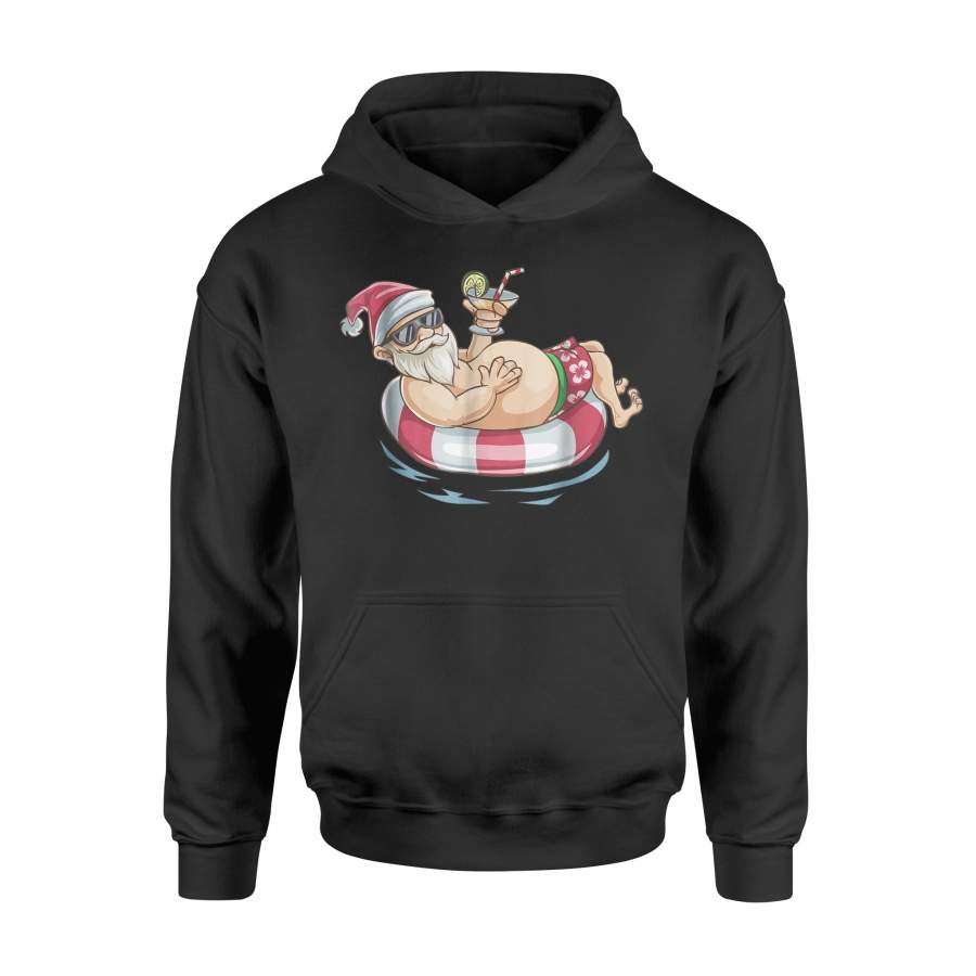 Christmas InJulyHawaiian Santa Floaty Summer Hoodie