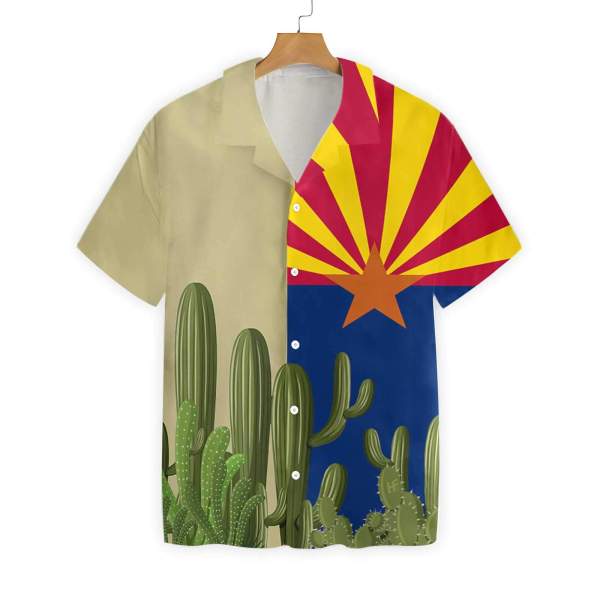 Arizona Proud Arizona Flag Saguaro With Cactus Hawaiian Shirt