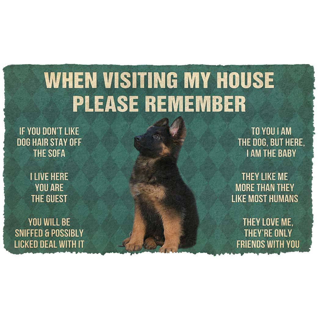 Gearhumans 3D Please Remember German Shepherd Puppy Dogs House Rules Custom Doormat