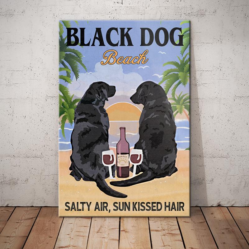 Black Labrador Retriever Dog Canvas And Poster Beach Sunset, Salty Air Sun Kissed Hair | Art Print | Home Decor | Room Decor | Wall Art