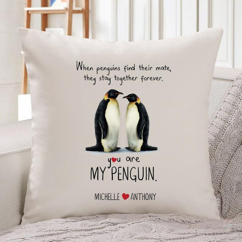 Where Penguins Find Their Mate They Stay Together Forever You Are My Penguin Pillow Cover Valentine’S Day Pillows Valentine Gift To Wife Gift For Her