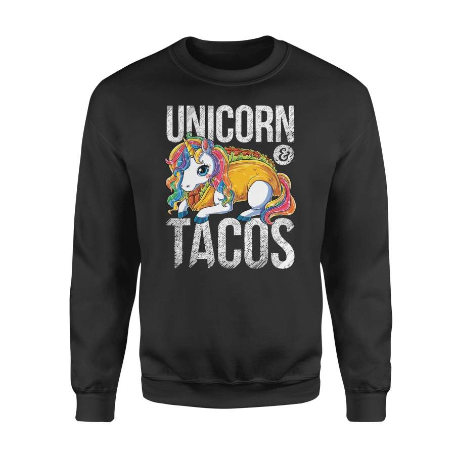 Unicorn _amp_ Tacos Girls Kids Women Rainbow Taco Squad – Standard Fleece Sweatshirt