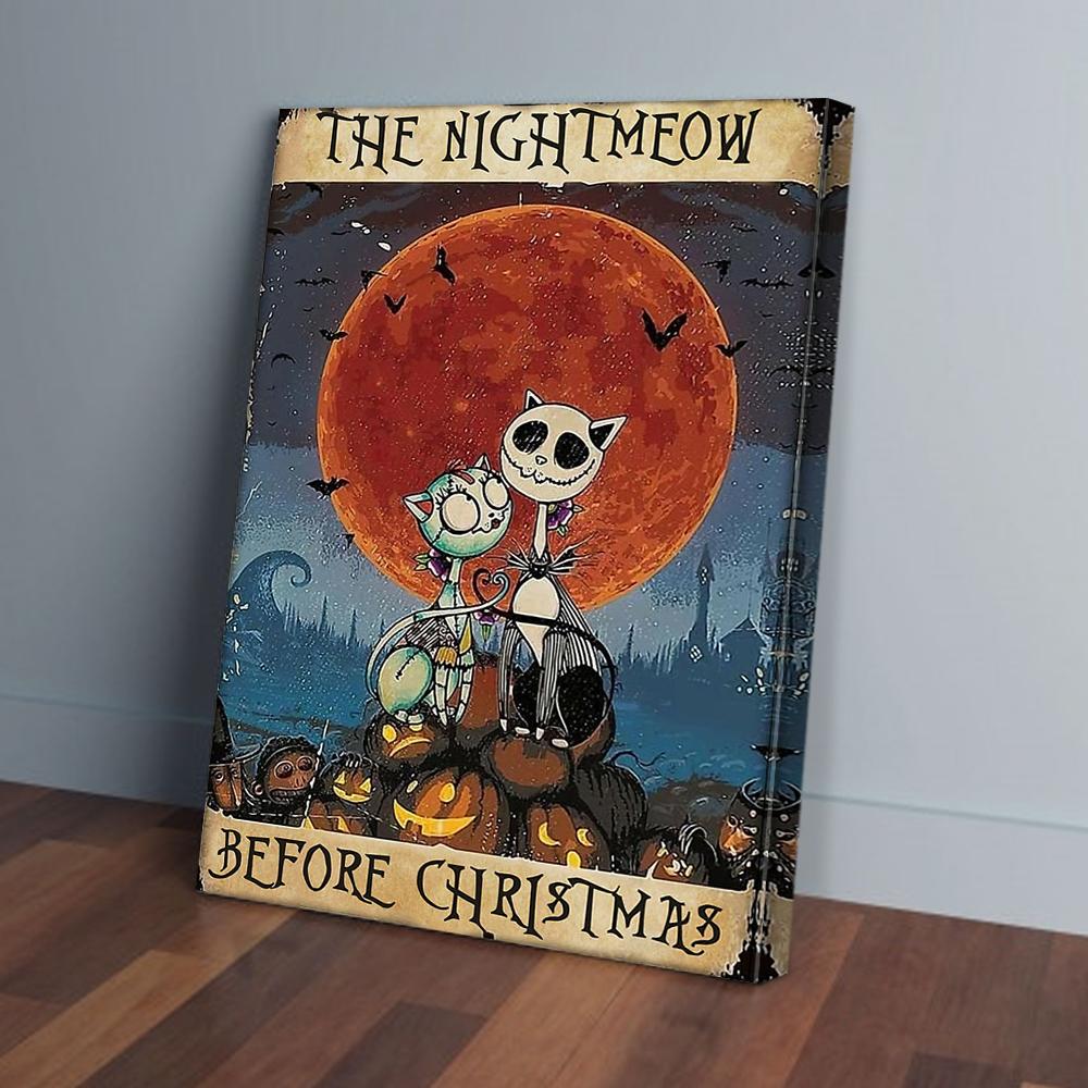 The Nightmeow Before Christmas Halloween Canvas And Poster, Canvas Prints, My Poster Wall, Canvas Wall Art, Wall Decor Visual Art, Halloween Gift, Happy Halloween