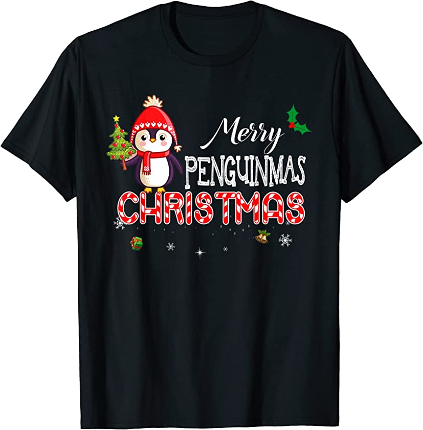 Merry Penguinmas Christmas Animal Santa Penguin Xmas Boys Pj T-Shirt