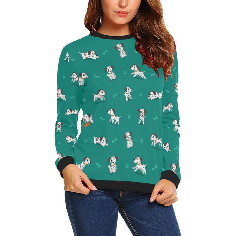 Dog Dalmatian Puppy Pattern Print Women Crewneck Sweatshirt