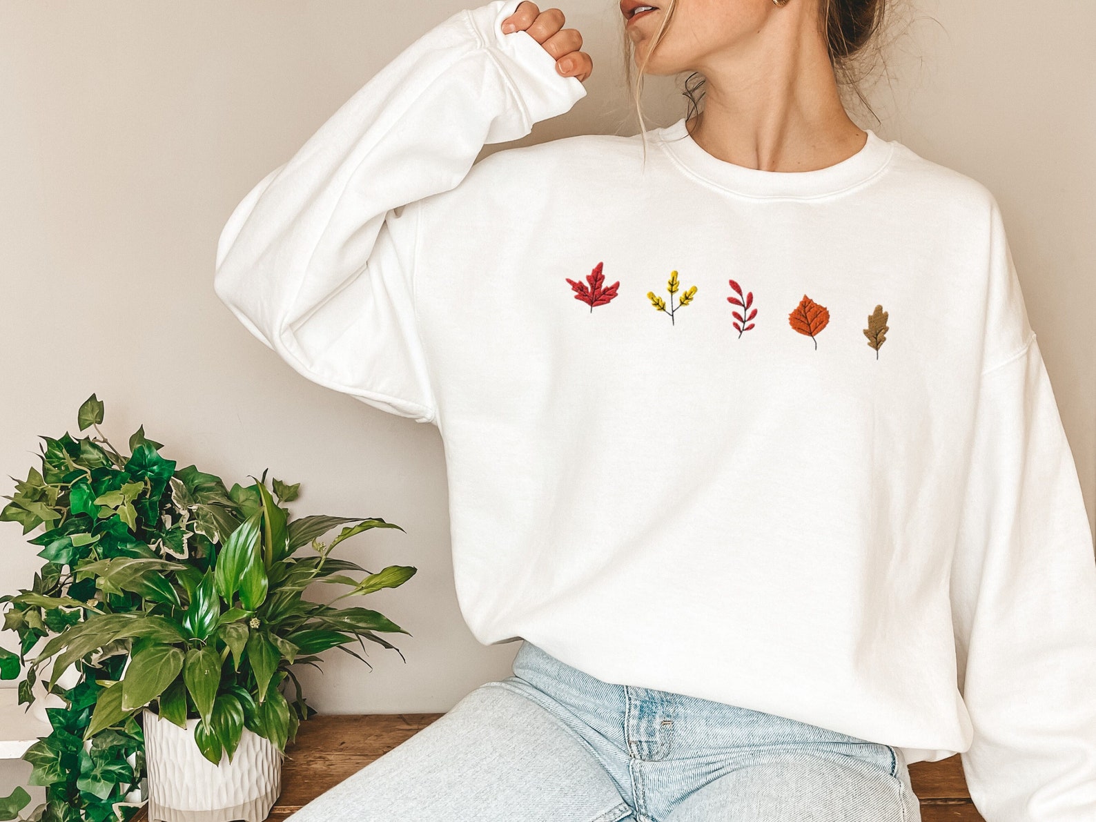 Embroidered Fall And Autumn Sweatshirt 2D Crewneck Sweatshirt All Over Print Sweatshirt For Women Sweatshirt For Men Sws2568