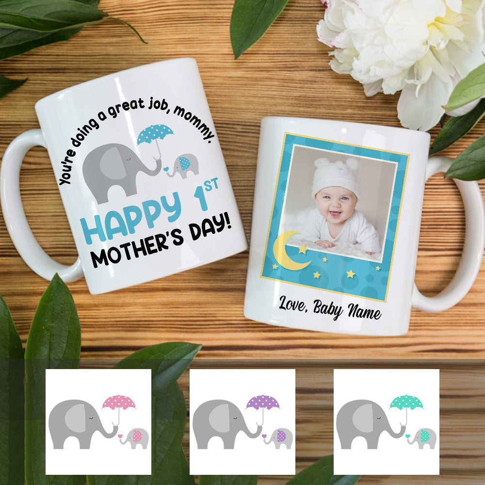 Personalized Elephant Happy 1St Mother Day Mug