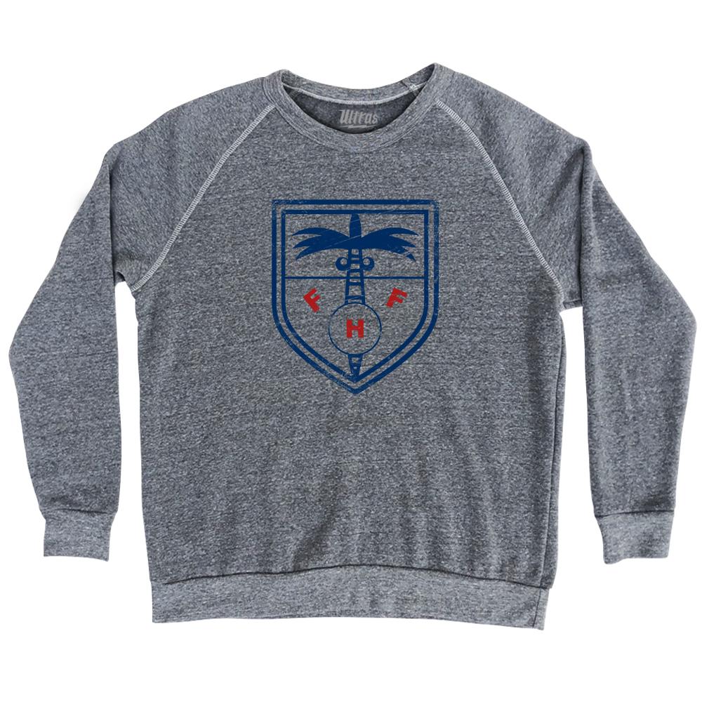 Vintage Haiti Soccer Crest Adult Tri-Blend Sweatshirt