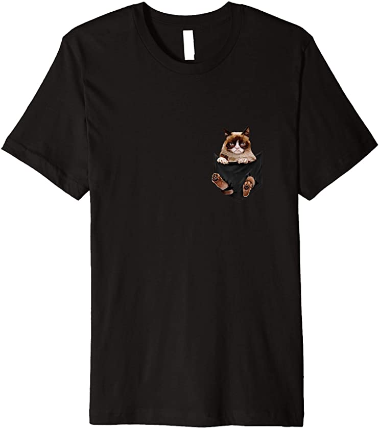 Cat Lovers Gifts Grumpy In Pocket Funny Kitten Face Premium T-Shirt