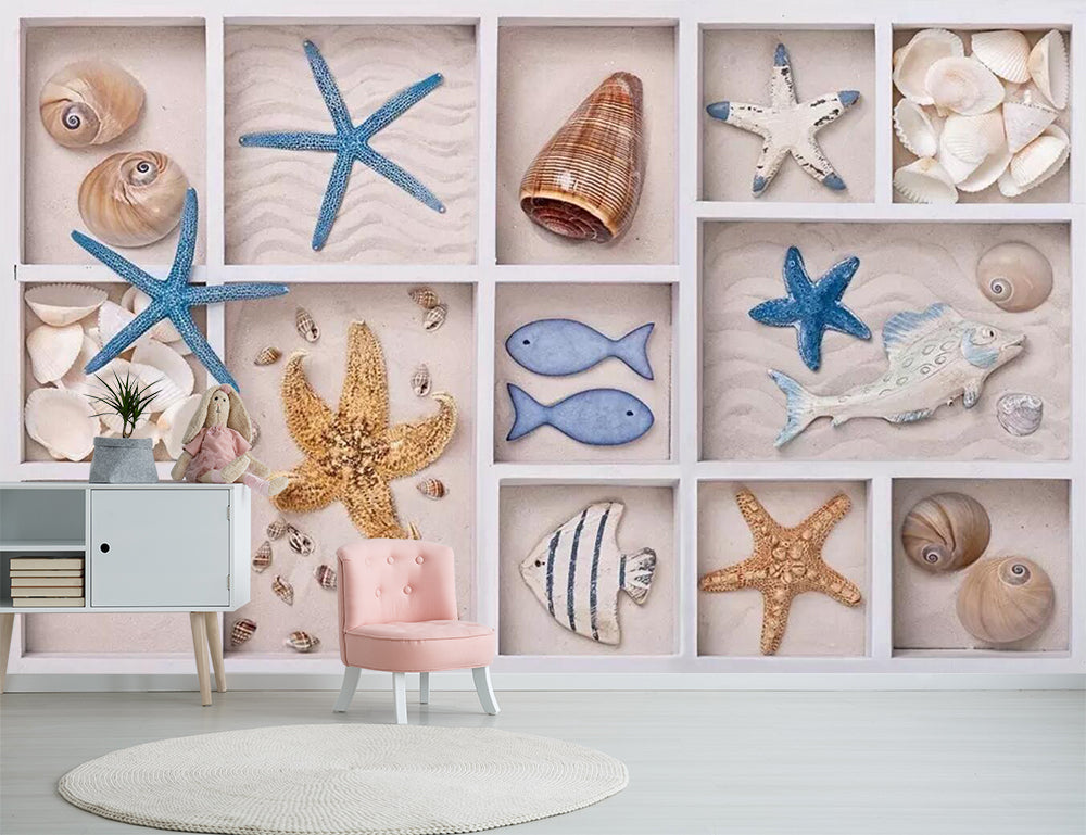 3D Marine Animals Shells Lockers Decorations Wall Mural Wallpaper 20