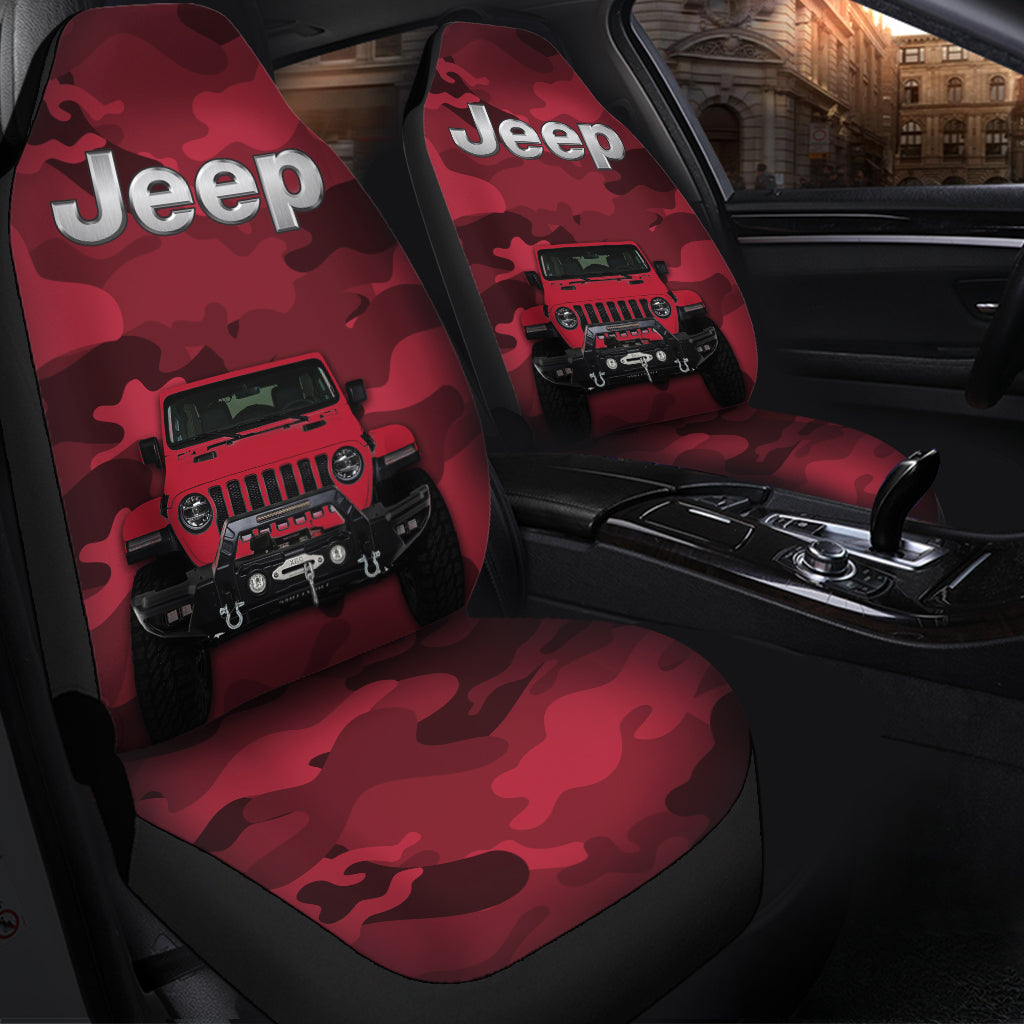 Red Jeep Camouflage Premium Custom Car Seat Covers Decor Protectors