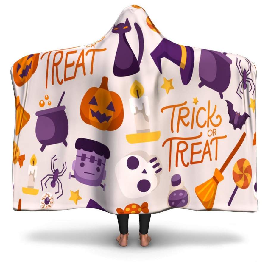 Candy Sweet Trick Or Treat Halloween Hooded Blanket