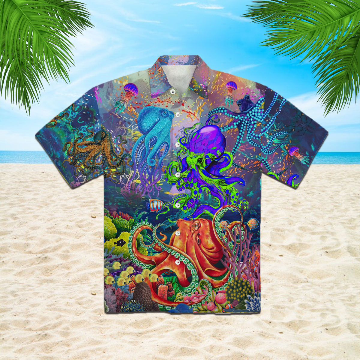 Oragontee Colorful Octopus In Undersea World Hawaiian Shirt | For Men & Women| Adult | Wt1547