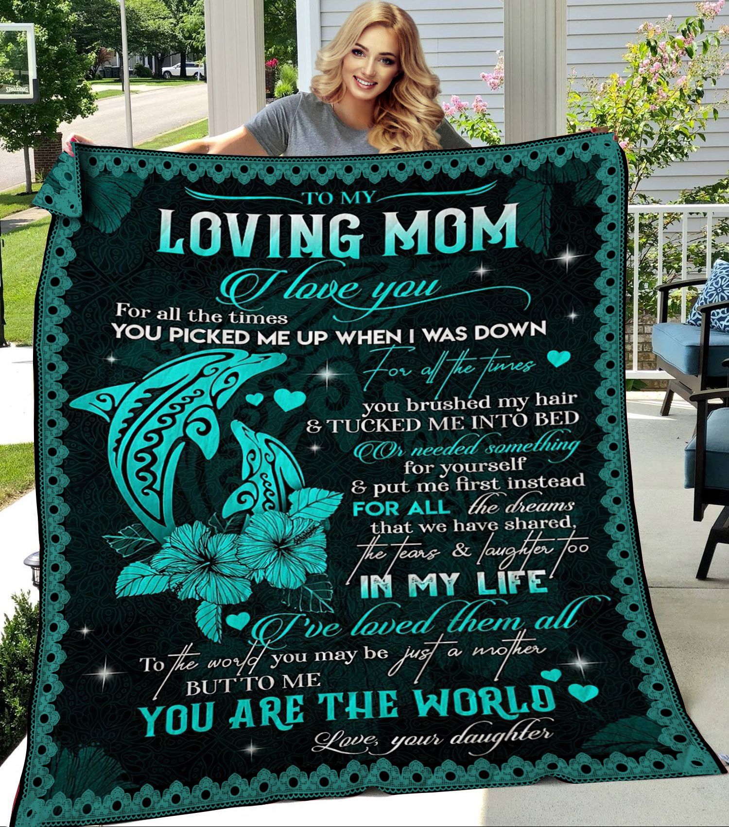 Dolphin Loving Mom Quilt Blanket  Hhqb211201