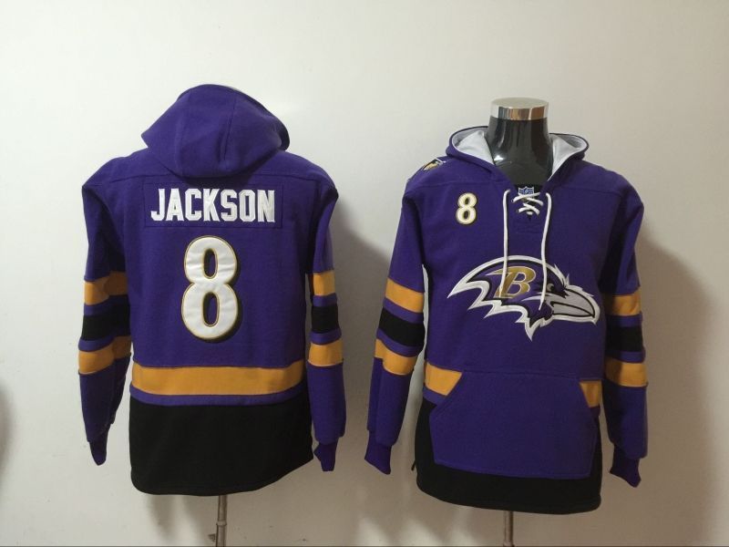 Baltimore Ravens Lamar Jackson #8 NFL 2020 Navy Hoodie Jersey