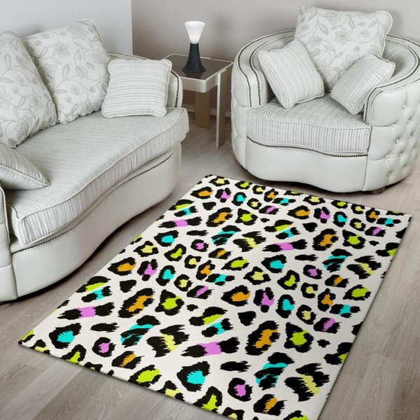 White Leopard Area Rug