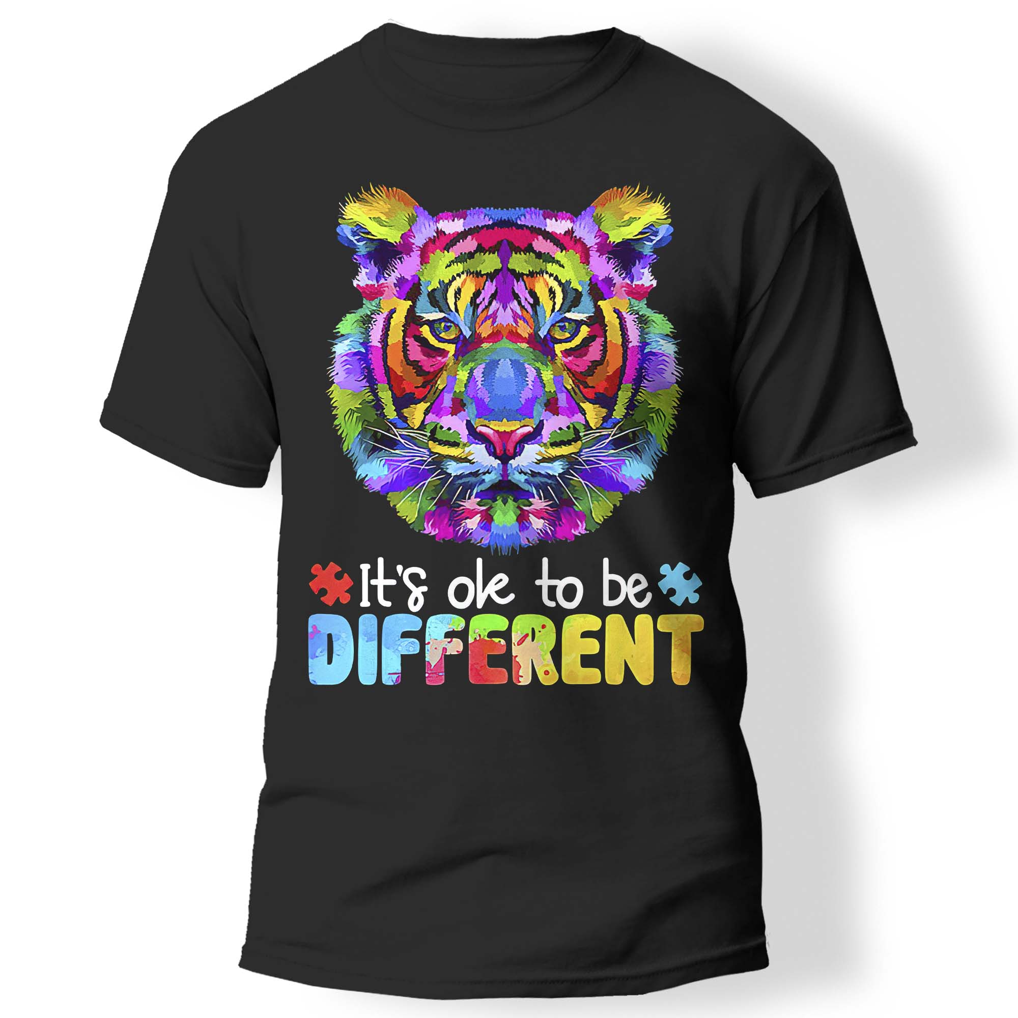 Autism Awareness Day It’S Ok To Be Different Colorful Tiger Autism Tshirt, Autism Awareness Month