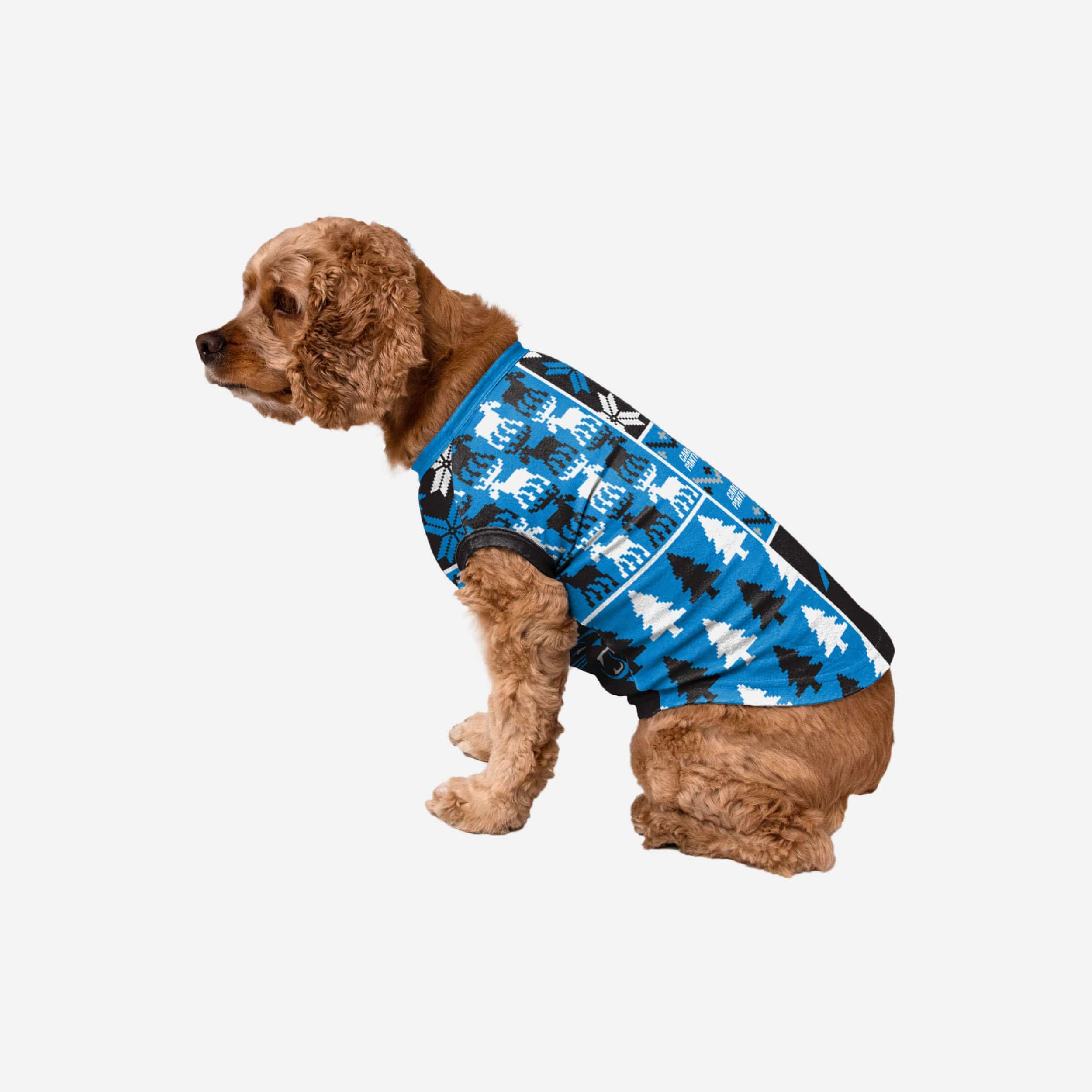 Carolina Panthers Busy Block Dog Sweater