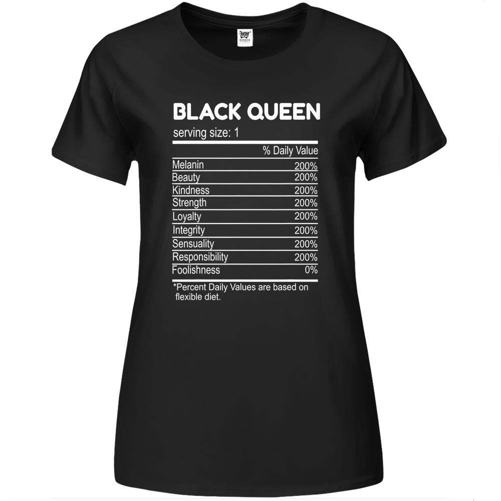 Nutritional Facts Shirt, Nutritional Facts Premium Womens T Shirts, Black Queen Nutrition Facts, Black Queen Nutritional Facts Black History Month Funny Gift Premium Womens T Shirts