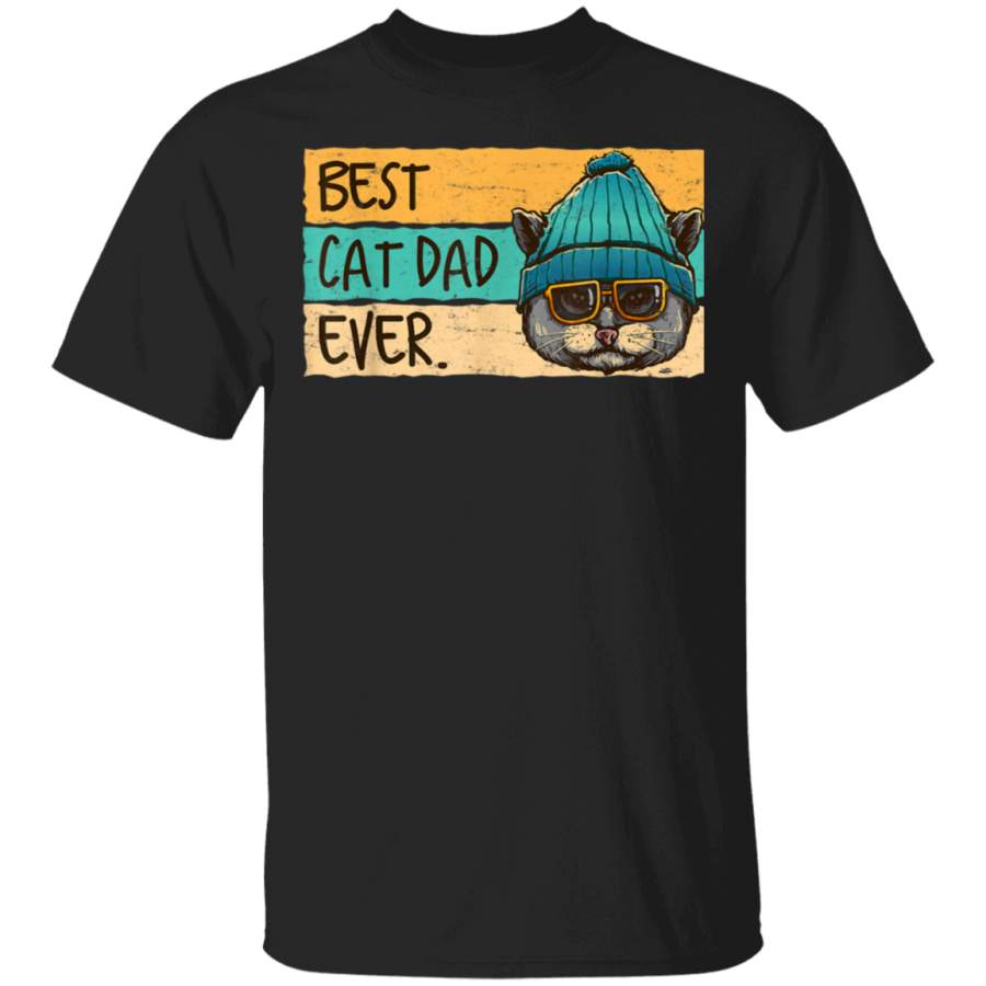 Best Cat Dad Ever Vintage Retro Funny Cat Dad  Shirt G500 Gildan 5.3 oz. T-Shirt